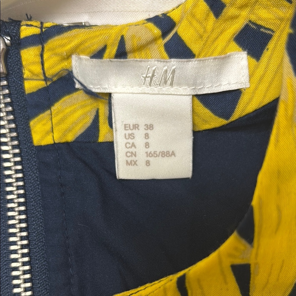 H&M Bold Yellow and Navy Mini Summer Dress